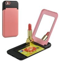 Mirror flip aluminum cosmetic led mirror phone case With Card Slot