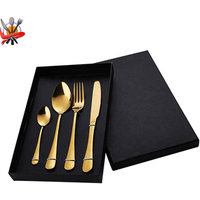 Modern spoons forks knives stainless steel cutlery set gold, flatware set