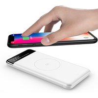 10000mAh Smart 4in1 Portable MI Wireless Charger Digital LCD Power Bank Built-in Type-C Cable