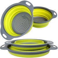 BPA Free Good Quality Plastic Collapsible Colander 2 sets, Kitchen Foldable Silicone Strainer