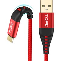 TOPK 1M 3A QC3.0 Gold Plating Nylon Braided Micro Android Charger Cable