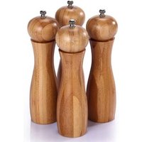 Qianzan Salt and Pepper Shakers with Matching Stand - Salt Grinder and Pepper Mill Set with Adjustable Coarseness