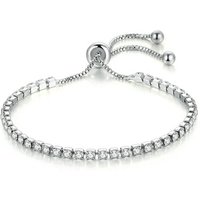 Wholesale stock low moq new fashion high quality 18k white gold plated 2.5mm zircon tennis bracelet adjustable H095-M