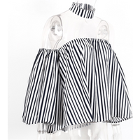 White Stripe Puff Sleeve Blouse