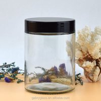 60ml 100ml 300ml 360ml 400ml 500ml 750ml Wide Mouth Straight Sided Glass Jars with Black Plastic lid