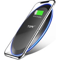 TOPK 10W LED Portable Cell Phone Fast Qi Wireless Charger Charging Pad