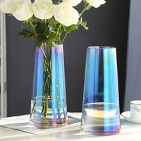 Round Coloured Glass Cylinder Vase Flowers