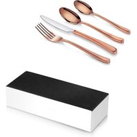 Roayl copper silverware 18/10 stainless steel forged rose gold cutlery set 24pcs gift box for wedding