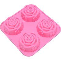 4 Cup rose Flower Silicone Cake Ice Cream Chocolate Mold Soap Silicone Molds 3D Cupcake Bakeware Baking Dish Cake Pan