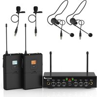Fifine dual channel wireless UHF lavalier microphone for conference