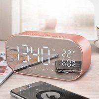 Portable Alarm Clock Wireless Bluetooth Speaker LED Mirror Bluetooth S2 Speaker for Smartphone