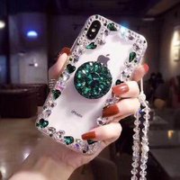 3D Handmade Crystal Clear Bling Shiny Rhinestone Protective Clear Plastic Case with phone holder For huawei P30 P30PRO Y9 2019
