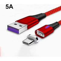 5A 1m Magnetic Type-C Retractable USB2.0 Charging Cable Data Sync Nylon Braided Compatible for huawei p20 20 pro p20 lite