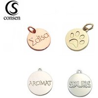 Small brand logo engraved pendant custom metal charm jewelry tags