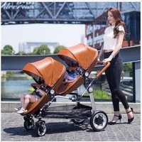 Free shipping Twin baby stroller luxury high landscape eggshell double pram folding light kid carriage semaco