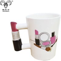 Decorative 3d Handle Design Ceramic Coffee Mugs/Lipstick Novelty Tea Cups