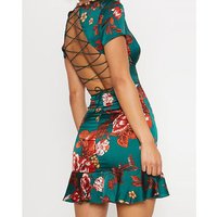 Hot Sale Amazon Women Sexy Emerald Green Cross Back Mini Dress Fishtail Skirt
