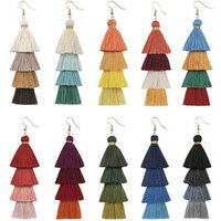 Multi-Color Retro Dangle Earrings Female European And American Handmade Multi-Layer Bohemian Tassel Earrings In Wholesale