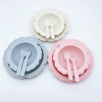 wholesale custom printed bio biodegradable baby bamboo fiber fibre dinner plate divided for kids child children toddler