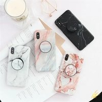 Drop shipping low MOQ fashion marble mobile phone case with pops phone socket holder for iphone6 6s 6plus 7 8 Plus X Xr Xs Max
