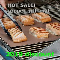Discount! 2019 amazon hot sale 5 pack easy to clean heat resistant Non-Stick copper bbq grill mats for barbeque baking