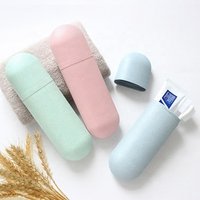 Travel Toothbrush Case Wheat Straw Travel Toothbrush Storage Box, Portable Toothbrush Cases Holder