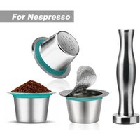 Nespresso Reusable Capsules Stainless Steel Refillable Coffee Pod For Nespresso Machines (OriginalLine Compatible) Lid Gift