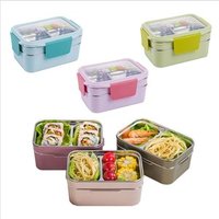 1200ml/40oz Portable Metal Bento Rectangle Stainless Steel 201 Lunch Box with Multi-compartment Double layer design BPA FREE