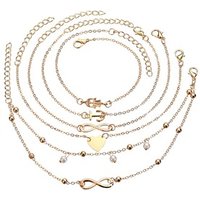 Fashion heart-shaped pearl combination beach anklet set