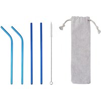 8.5" Multicolor 304 Stainless Steel Straws Set for 20/30 Oz Trail Tumblers With Linen Pouch(2 straight | 2 bent | 1 brush)