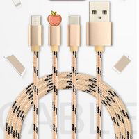 Golden SKY Colorful 3A Fast Charging Line Phone Charger USB Charging Nylon 1m Micro USB Type-C IOS Cable 3 in1 Data Line