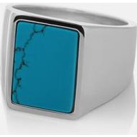 Wholesale cheap man silver custom antique signet Turquoise ring stainless steel Gemstone Rings