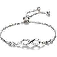 Luxurious Crystal Bracelet Silver Color Adjustable Infinity Charm Bracelets for Women Fashion Jewelry NS91161
