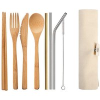 Organic Reusable Bamboo Travel Cutlery Set Carry Bag