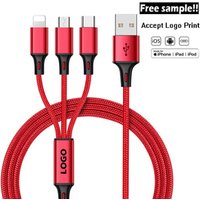 OEM Nylon Braided 1.2M Multi Usb Charger fast Charging 3 in 1 Usb Charging Cable