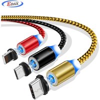 Round 3 in 1 Strong Magnetic Charge Cable for Micro Type C Nylon Braided Cord Charging