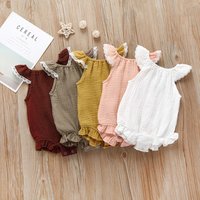 organic baby clothes gots certified toddler clothes cotton muslin ruffle rompers flutter sleeve girl romper