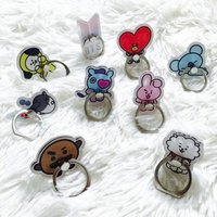 BTS BT21 TATA CHIMMY COOKY SHOOKY VAN RJ MANG KOYA Cartoon Cute Figure Phone Holder Case Accessories Pad Finger Ring Stand