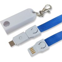 Gift Multi USB 3 In 1 Customize Lanyard Keychain Usb Charging Data Cable For Micro USB Iphone Type C