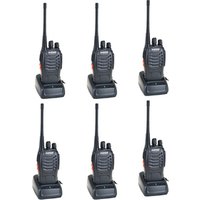 6pcs Wholesale black cheap 16 channel 1500mAh baofeng 888s uhf mini walkie talkie 5W 400-470MHz analog two way radio for KTV