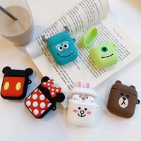 For Apple Airpod Case Soft Silicone Cartoon Protective Cover Skin with Keychain