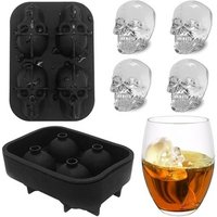 Halloween and Christmas Party 3D Skull Shape Flexible Silicone Ice Cube Mold Tray