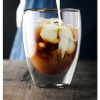 200ML custom insulated double wall glass coffee cups with logo