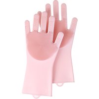 2019 hot selling silicone brush scrubber gloves heat resistant for dish wash Rubber waterproof washer long Gloves