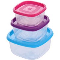 Biodegradable Plastic Food Container for Dry & Liquid Food Storage Box with Square Rainbow Lid 3 Piece Food Container Set
