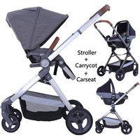 Baby strollers 3 in 1 leather baby pram europe baby strollers car seat basket leather material golden frame