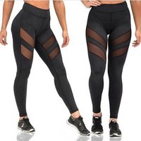 Solid Colour Bandage Mesh Leggings