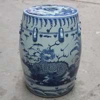 High Quality Hand Painted Blue and White Folksy Country Life Pattern Porcelain Ceramic Outdoor lion Chinese Garden Stool
