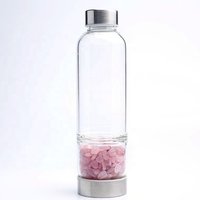 Healing Gemstone Glass Bottle Crystal Water Bottle Rose Quartz Amethyst
