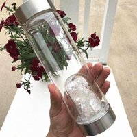 Clear Quartz Tumbled Stone Crystal Elixir Water Bottle